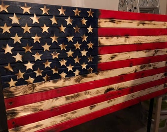 Items similar to Beautiful Wooden American Flag Wall Art with Aged