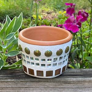 Small Mosaic Terracotta Flower Pot Succulent Planter