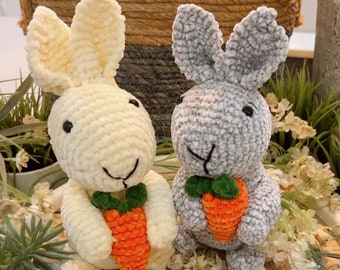Knitting Pattern Easter Bunny Soft Toy Plushie with carrot