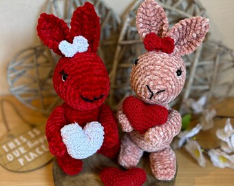 Knitting Pattern Valentines Bunny Rabbit with heart