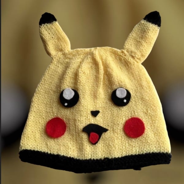 Modèle de tricot Pikachu Bonnet inspiré de Pikachu Pokémon