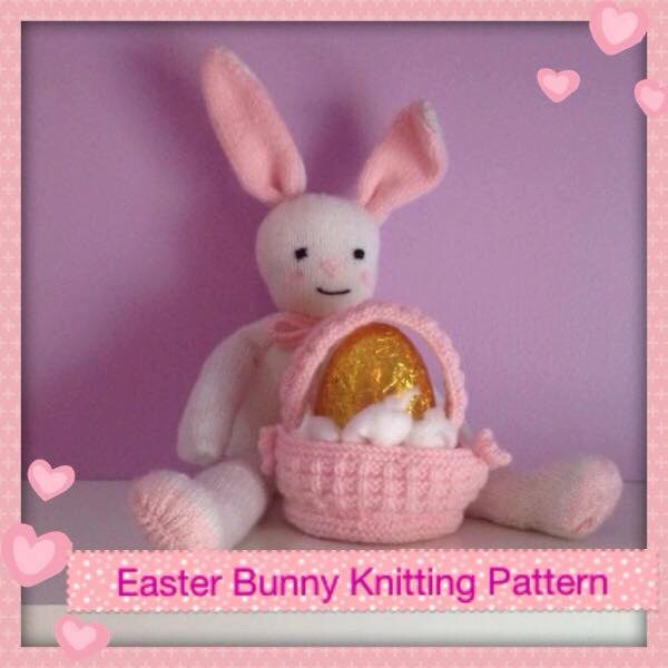Bunny With Basket Knitting Pattern Easter Bunny Toy Knitting Etsy