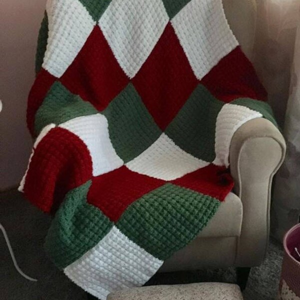 Knitting Pattern - Blanket Patchwork Christmas