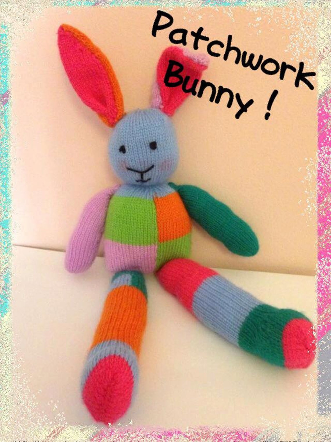 Patchwork Bunny Knitting Pattern Toy Rabbit Knitting Pattern Etsy