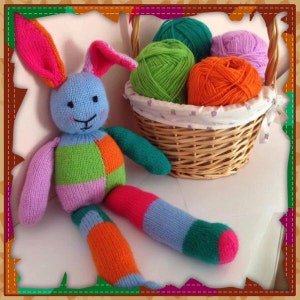 Patchwork bunny knitting pattern    toy rabbit knitting pattern