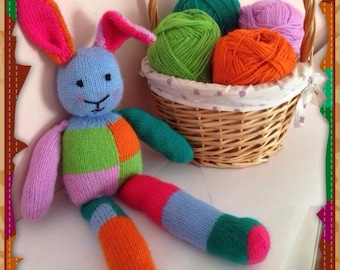 Patchwork bunny knitting pattern    toy rabbit knitting pattern