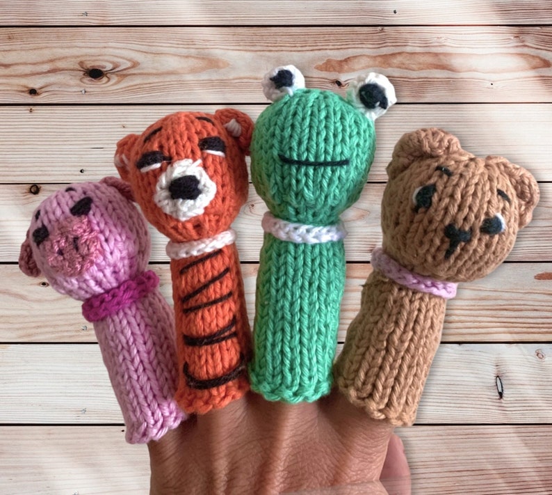 Animal Finger Puppets Knitting Pattern Etsy