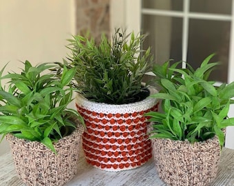 Knitting Pattern Plant Pot Covers