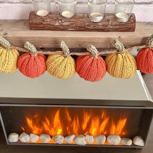 Knitting Pattern Pumpkin Garland Autumn Decorations