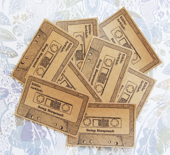 Set Of 32 Small Song Request Cards Retro Cassette 80 S Etsy