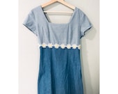 Vintage 1990s Denim Daisy Mini Dress