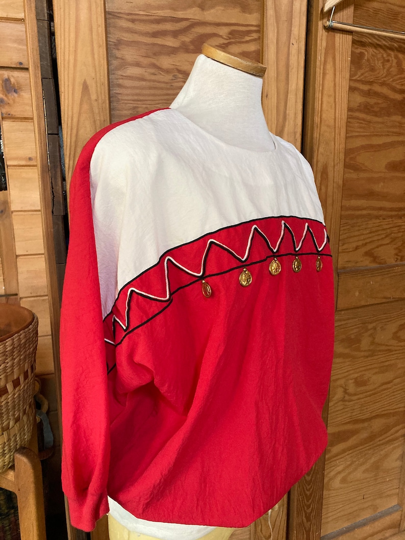 Vintage 1980s Red and Gold Coin Windbreaker