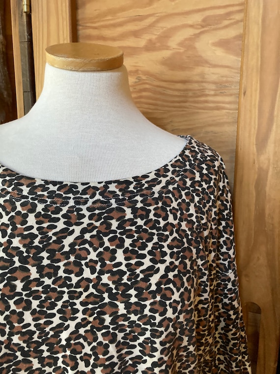 Vintage 1980s Leopard Print Oversized Cotton Tunic - image 1