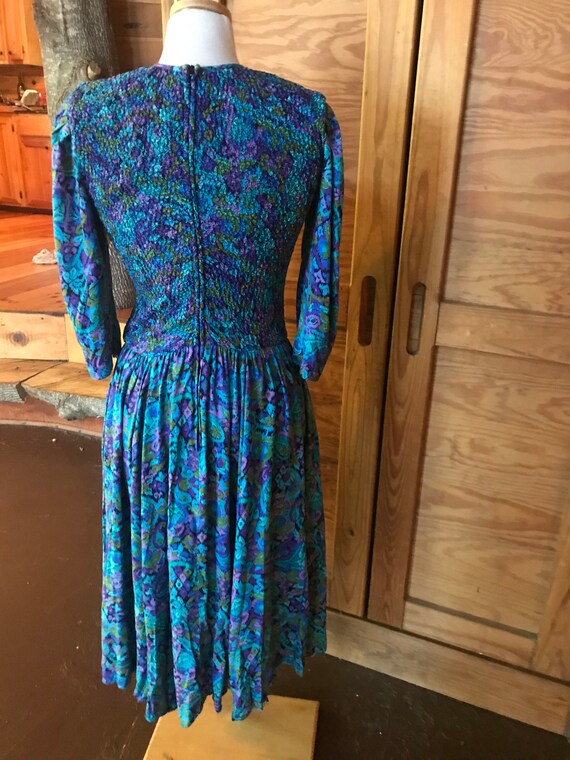 Vintage 1980s Classic Puff Sleeve Maxi Dress - image 3