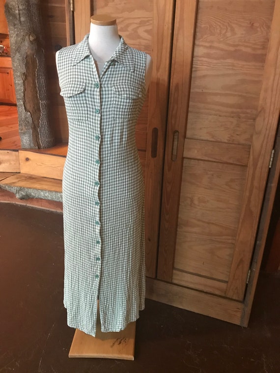 1999s Green Gingham Dress