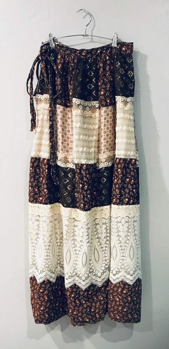 Vintage 1970s Patchwork Maxi Skirt