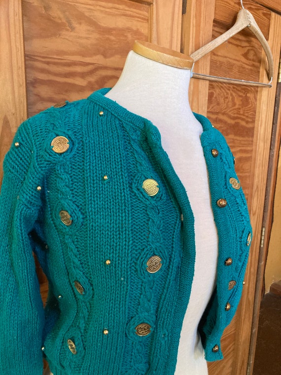 Vintage 1980s Gold Coin Cropped Sweater
