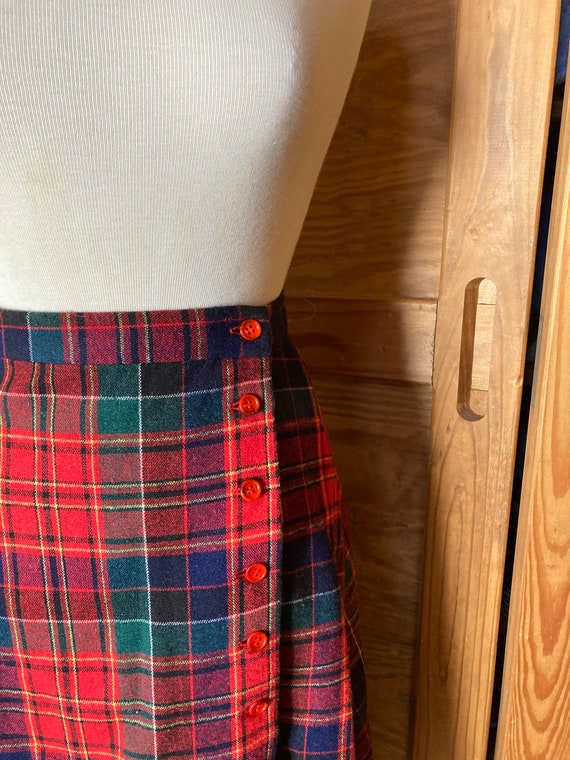 Vintage Handmade Plaid Wool Wrap Around Skirt