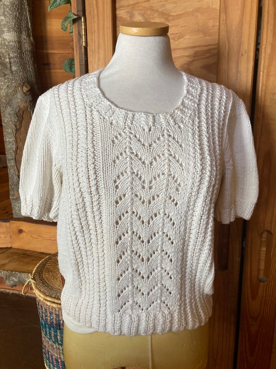 Vintage Handknit Cotton Sweater - image 4