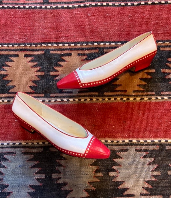 Vintage 1980s Red and White Liz Claiborne Heels