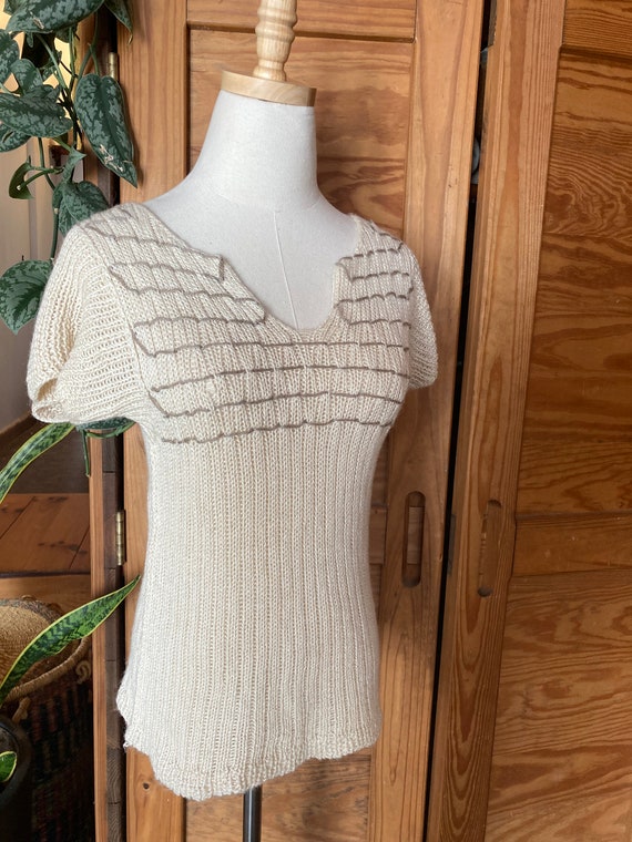 Vintage Handknit Short Sleeve Sweater