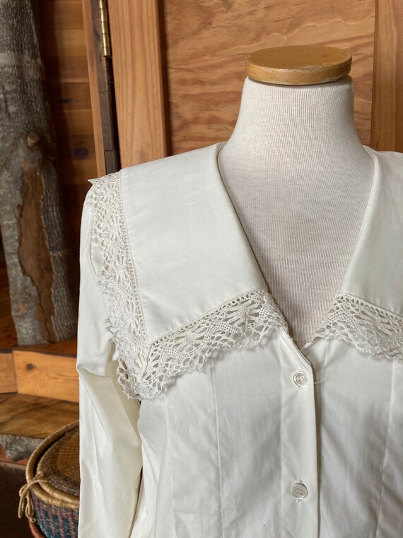 Vintage 1980s White Cotton Blouse