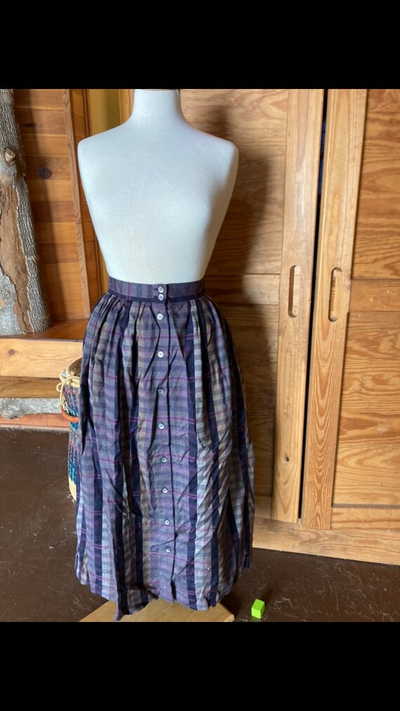 Vintage 1980s Light Weight Wool Plaid Skirt