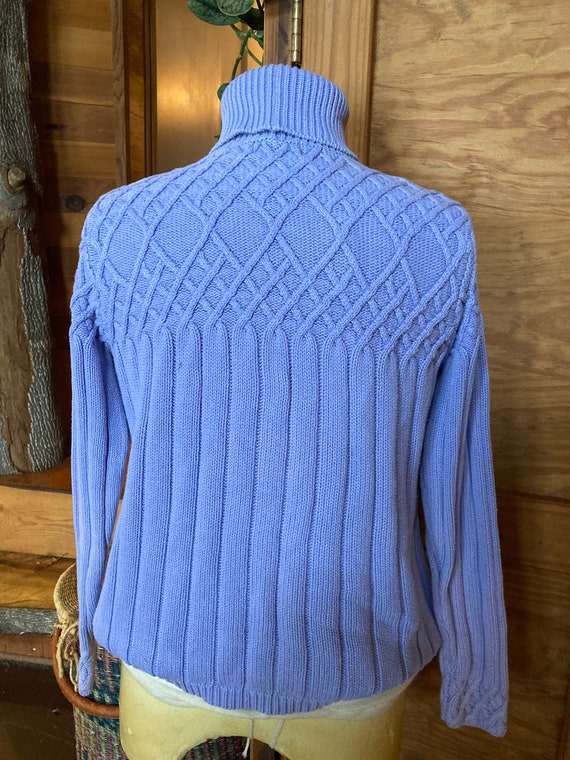 Vintage 90s Lilac Cotton Turtleneck Sweater - image 5
