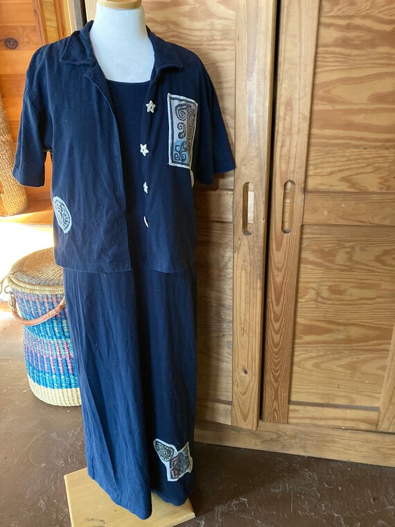 Vintage Cotton Maxi Dress Set - image 3