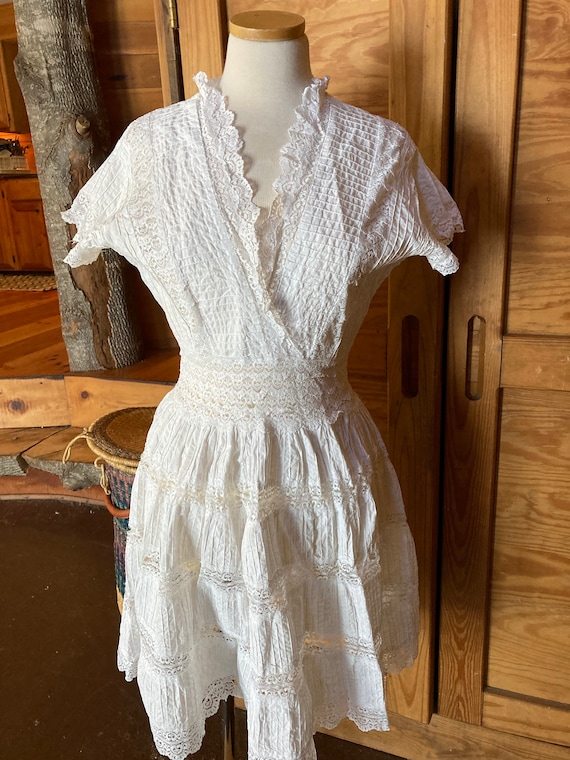 Vintage Victorian Cotton Eyelet Dress