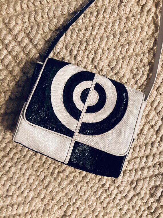 Vintage Sharif Black and White Leather Bag