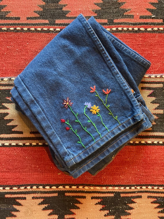 Vintage Hand Embroidered 33”x30” Wranglers