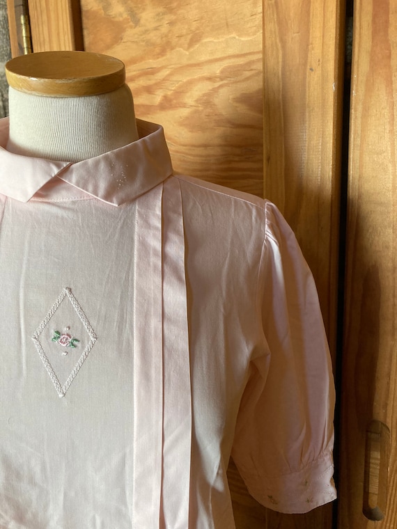 Vintage Pink Embroidered Blouse