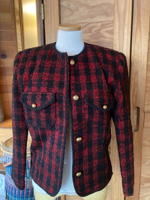 Vintage Red Plaid Blazer - image 2