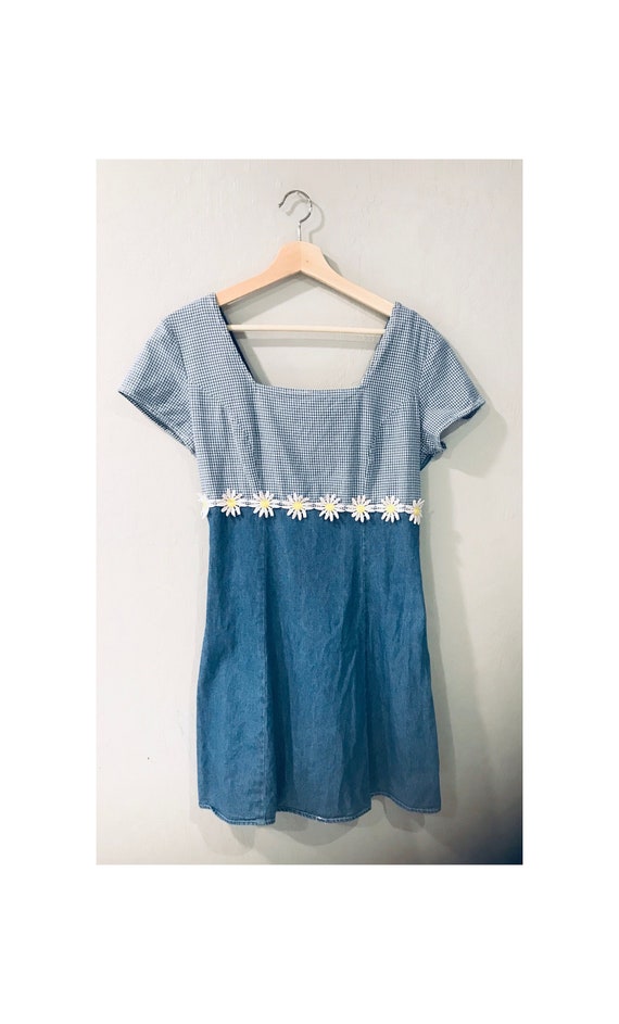 Vintage 1990s Denim Daisy Mini Dress