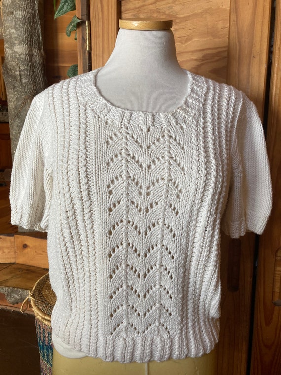 Vintage Handknit Cotton Sweater - image 3