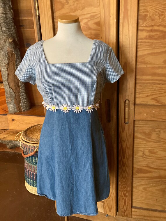 Vintage 1990s Daisy Denim Mini Dress