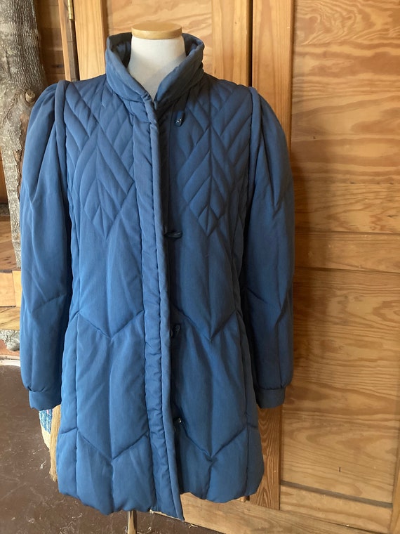 Vintage 1980s Stone Blue Puffer Coat