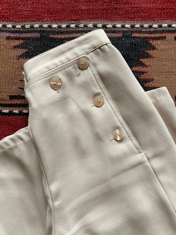 Vintage Sailor Buttoned Silky Wide Leg Pants