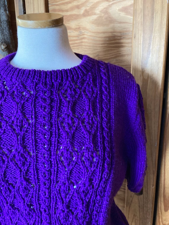 Vintage Brilliant Purple Hand Knit Sweater