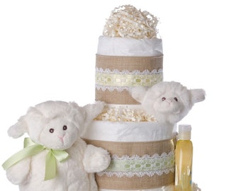 Boy Diaper Cake Centerpiece Lamb Diaper Cake