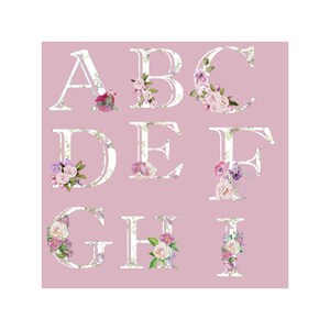 Floral Alphabet with flowers, digital, Journaling, scrapbooking, card making