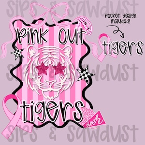 Pink Out Tigers png digital download, breast cancer awareness