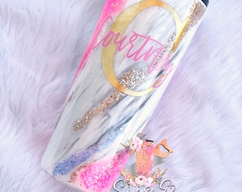 Marble Glitter Tumbler Personalized, glitter tumbler, Pink Tumbler, gifts for her, tumbler with straw, Mother’s Day gift