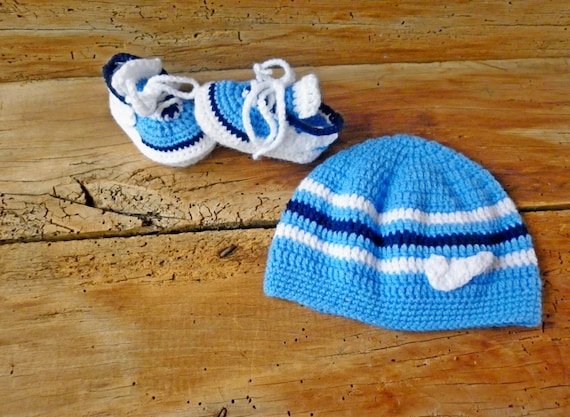 Blue Baby Set cute nike hat blue sneakers baby booties | Etsy