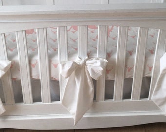 White Angled Large Crib Bow, Curtain Panel Tie Backs, White Nursery Decor