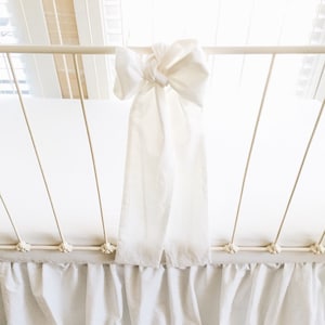 White Cotton Crib Bow: Handmade Nursery Decor, Curtain Tie Back