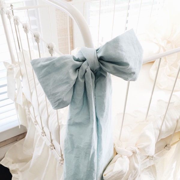 Mist Large Crib Bow, Hospital Door Hanger, Nursery Decor, Curtain Tie Backs