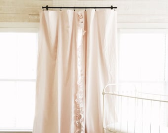 Ruffled Blackout Nursery Curtain Panels, Custom Drapery Panels, Farmhouse Curtains, Long Ruffle Curtains, Bedroom Drapes