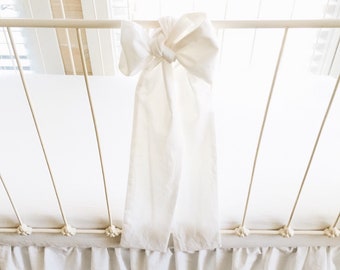 White Large Crib Bow, Curtain Bows, Curtain Tie Backs, Curtain Panel Tie-Back, Nursery Decor